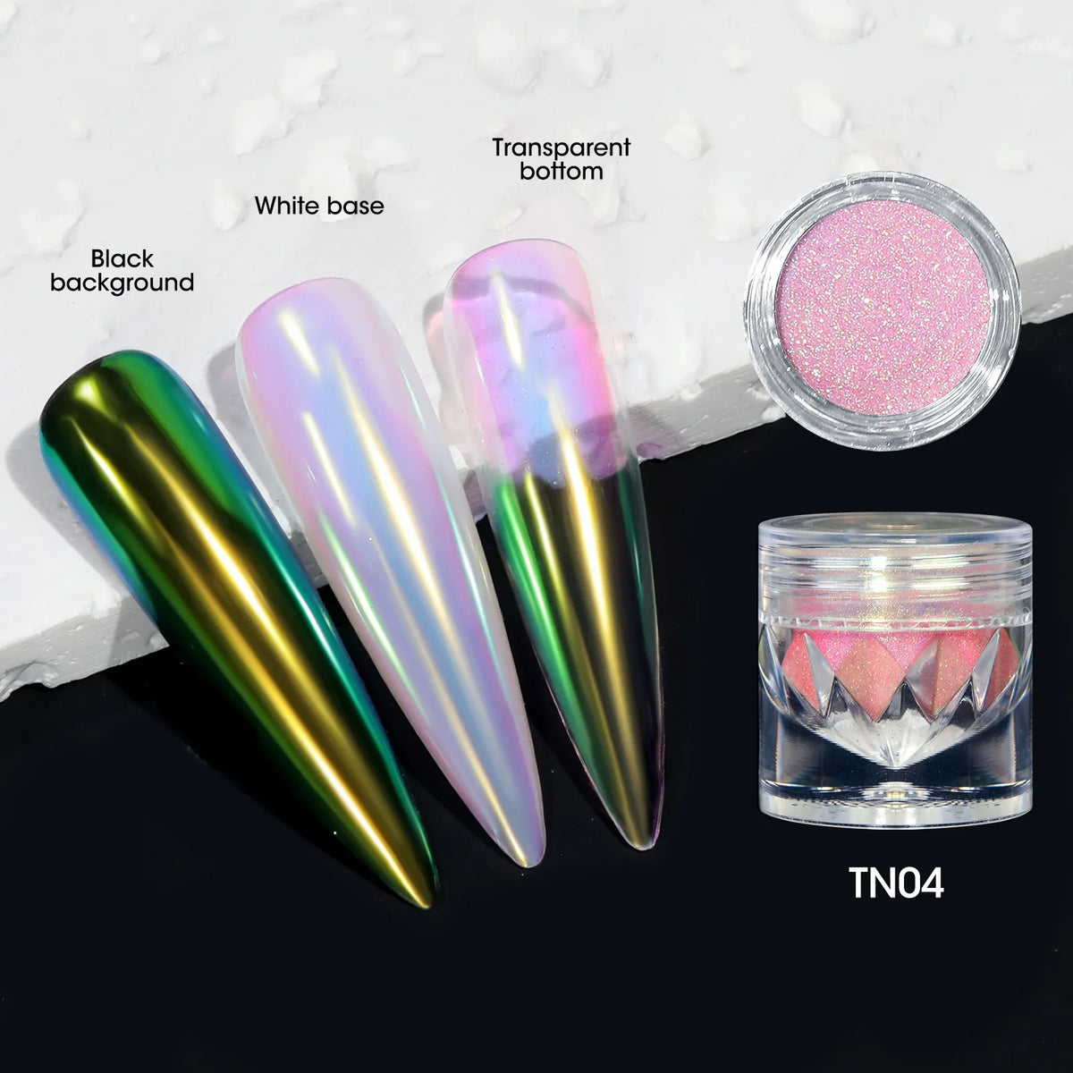 10-Color Aurora Chrome Nail Powder – Iridescent Chameleon Pigment