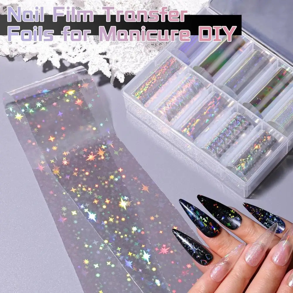 Marble Aurora Nail Art Foil Transfer Stickers – 10 Rolls