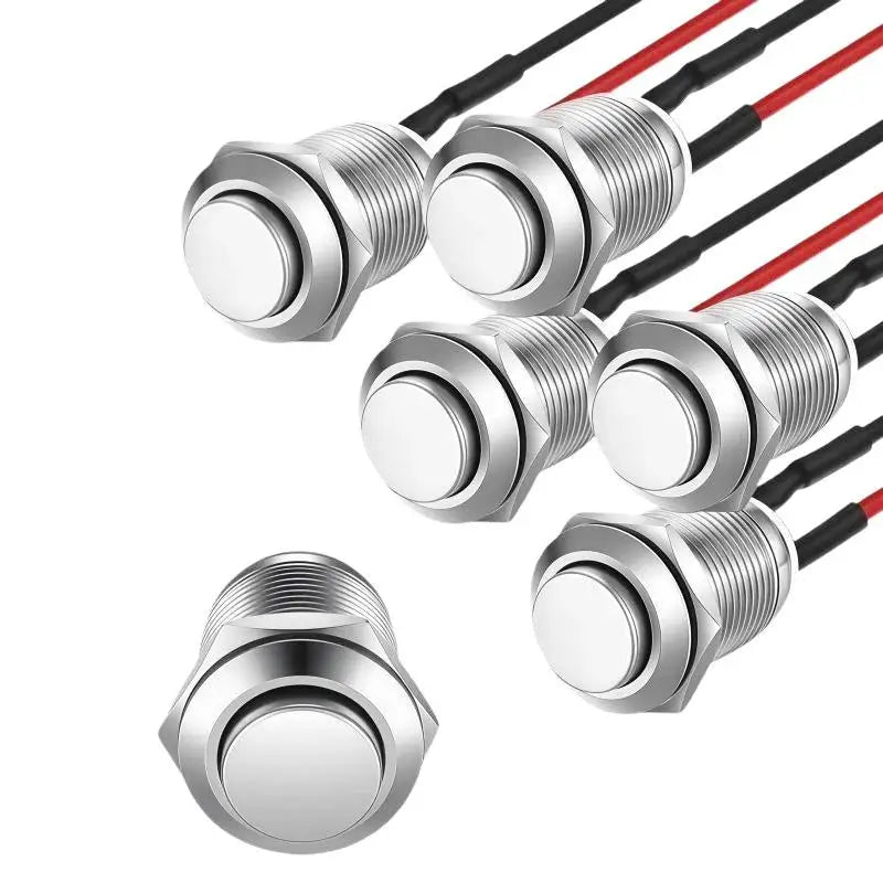 12mm Stainless Steel Momentary Push Button Switch Pre-Wired Push Button Switch PRIMED