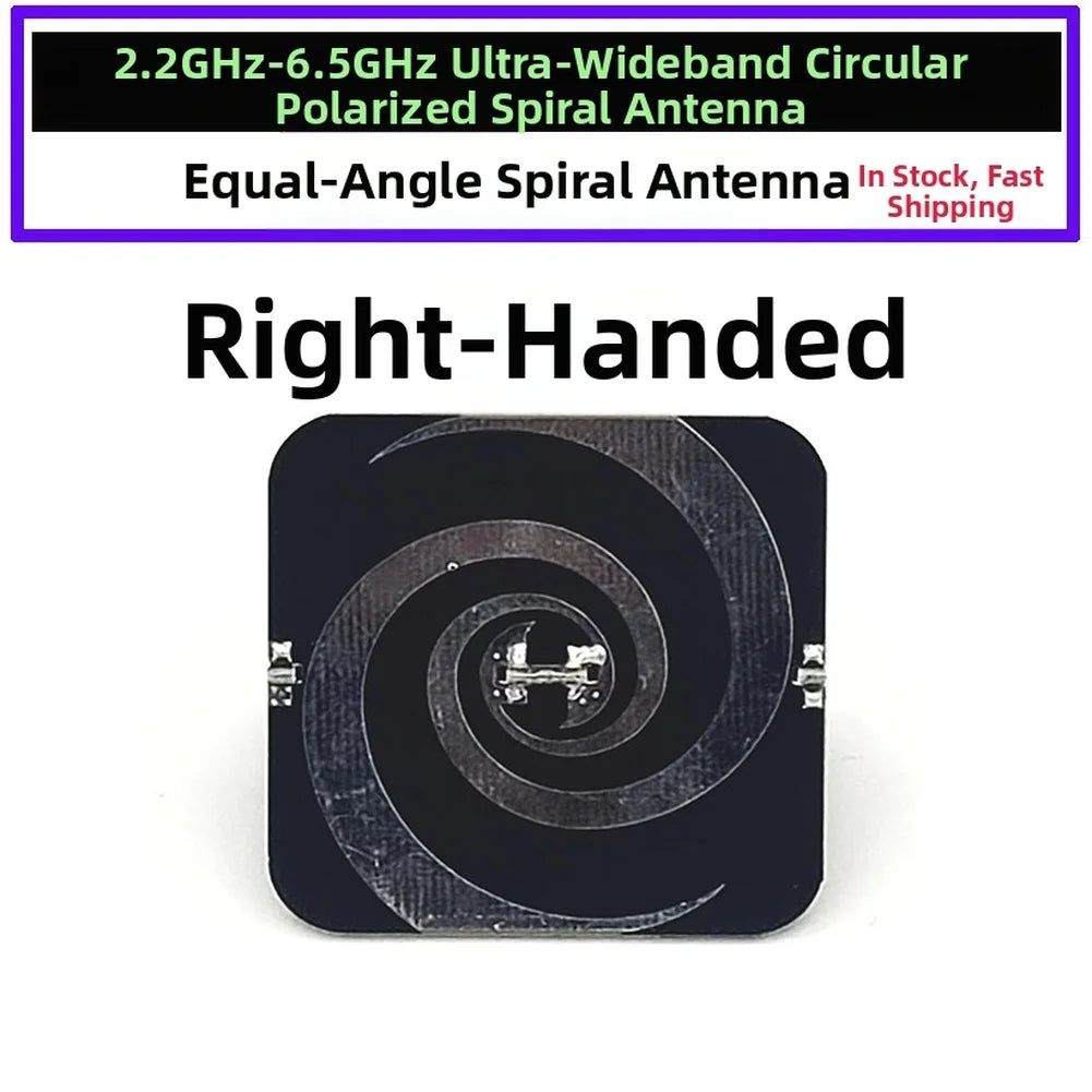 UWB Spiral Antenna 2.2–6.2GHz Circularly Polarized 3.5dBi