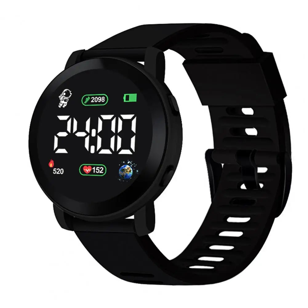 Kids LED Digital Sports Watch – Calendar & Step Tracker Kids Digital Watch PRIMED Black