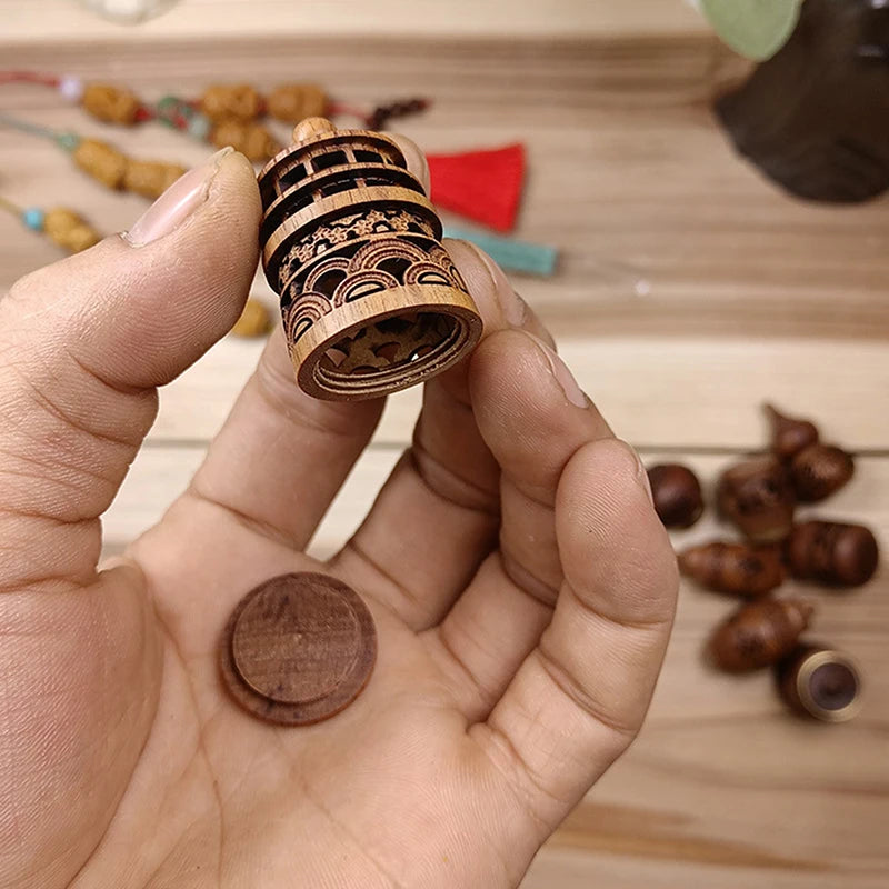 Wood Hollow Carved Aroma Diffuser Bottle Car Pendant