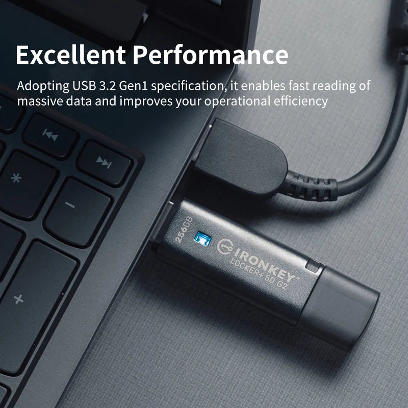 Kingston IronKey Locker+ 50 G2 AES 256-bit Encrypted USB Drive Encrypted USB Drive PRIMED