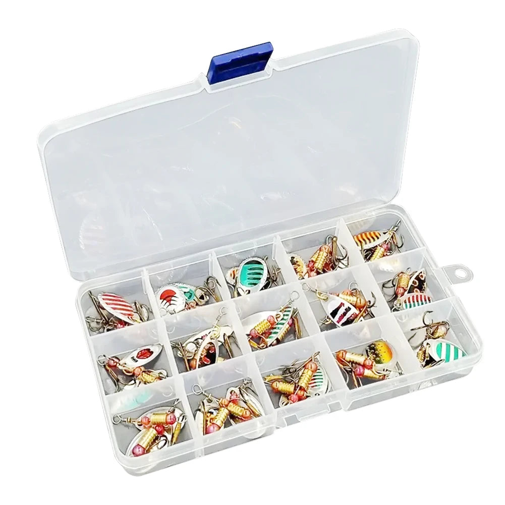 30-Pack Metal Spoon Spinner Fishing Lures with Treble Hook Fishing Lure Set PRIMED as show