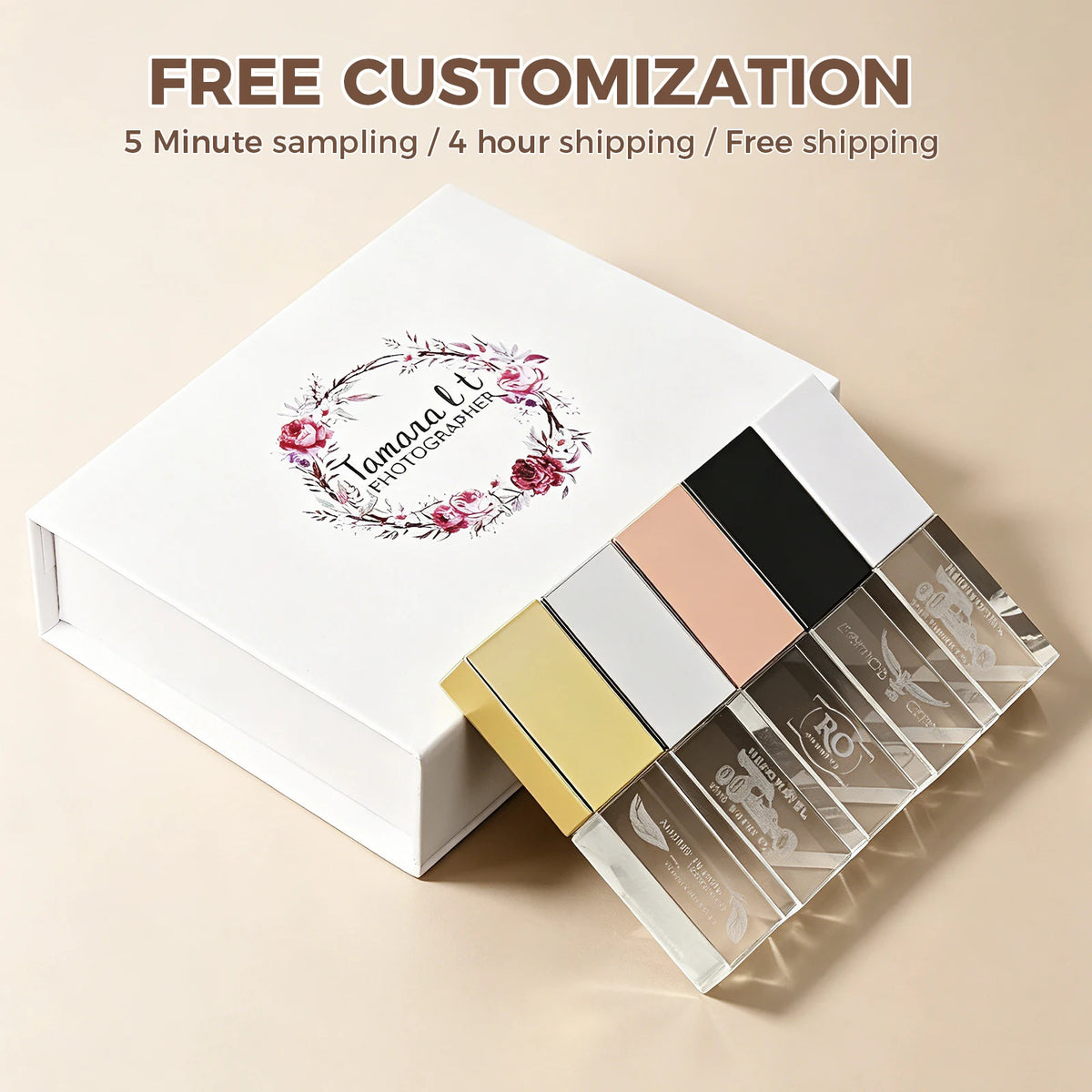10-Pack Crystal USB Flash Drives | Custom Logo Wedding Gift Crystal USB Flash Drive PRIMED