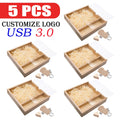 5-Pack Wooden Box USB 3.0 Flash Drive | Free Custom Logo USB Flash Drive PRIMED 8 GB Style 11