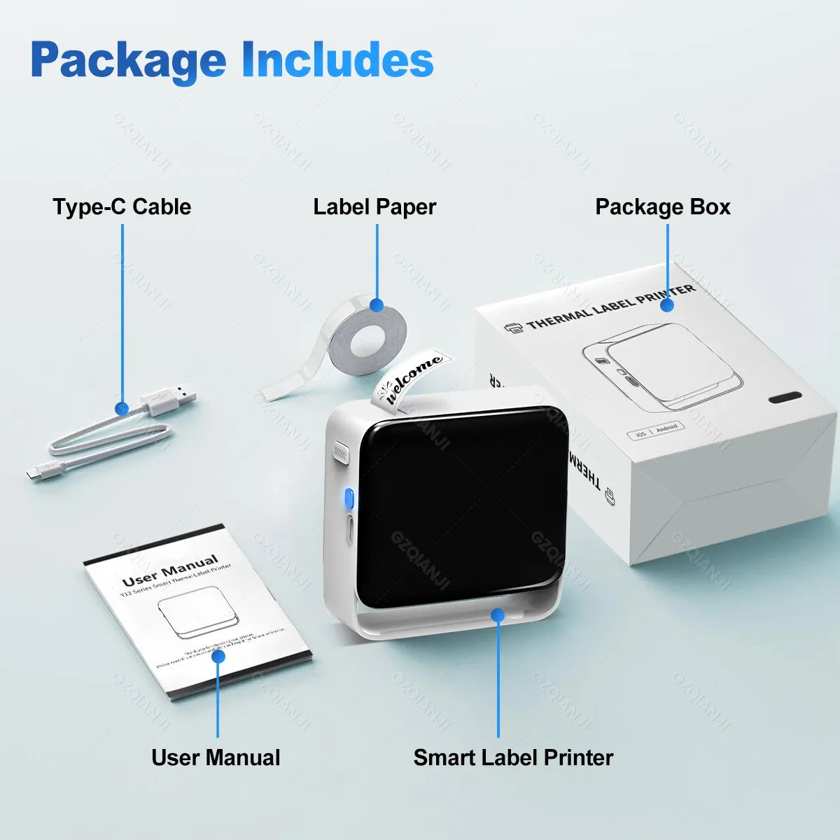 Portable Bluetooth Label Maker | Wireless Thermal Printer 12-15mm Bluetooth Label Printer PRIMED