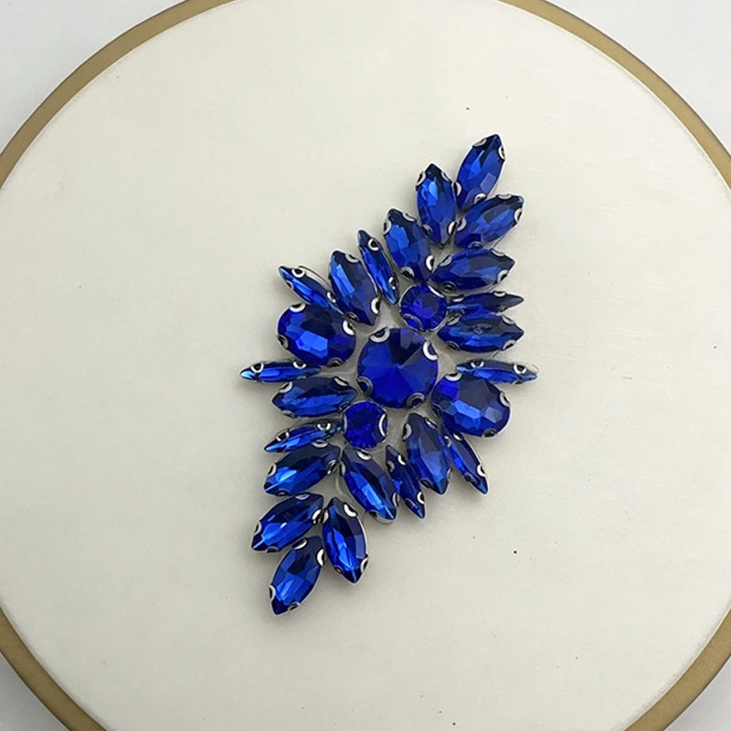 Iron-On Rhinestone Floral Applique – Crystal Patch for Bridal DIY