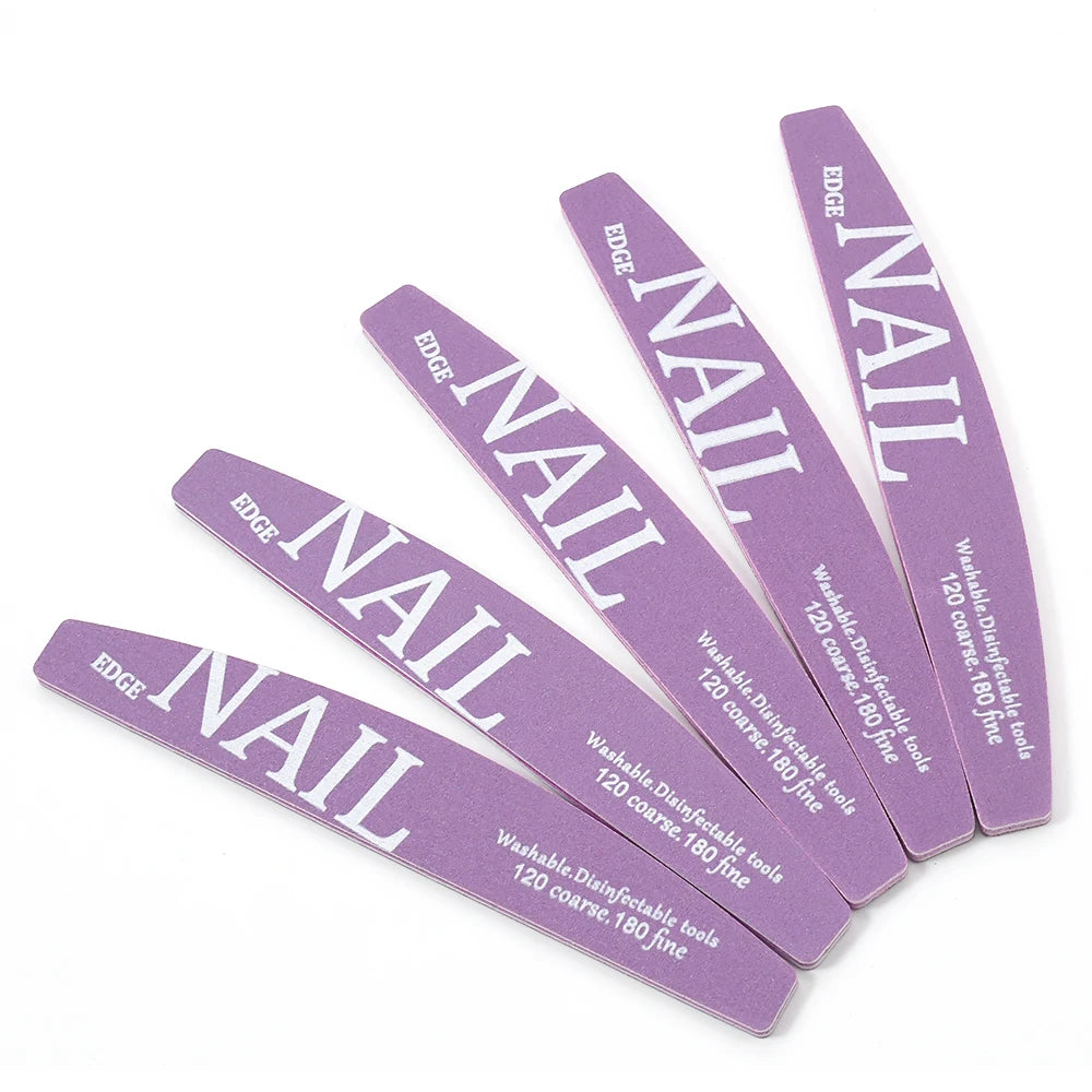 Purple Crescent Nail File Set | Dual 120/180 Grit Manicure Tool