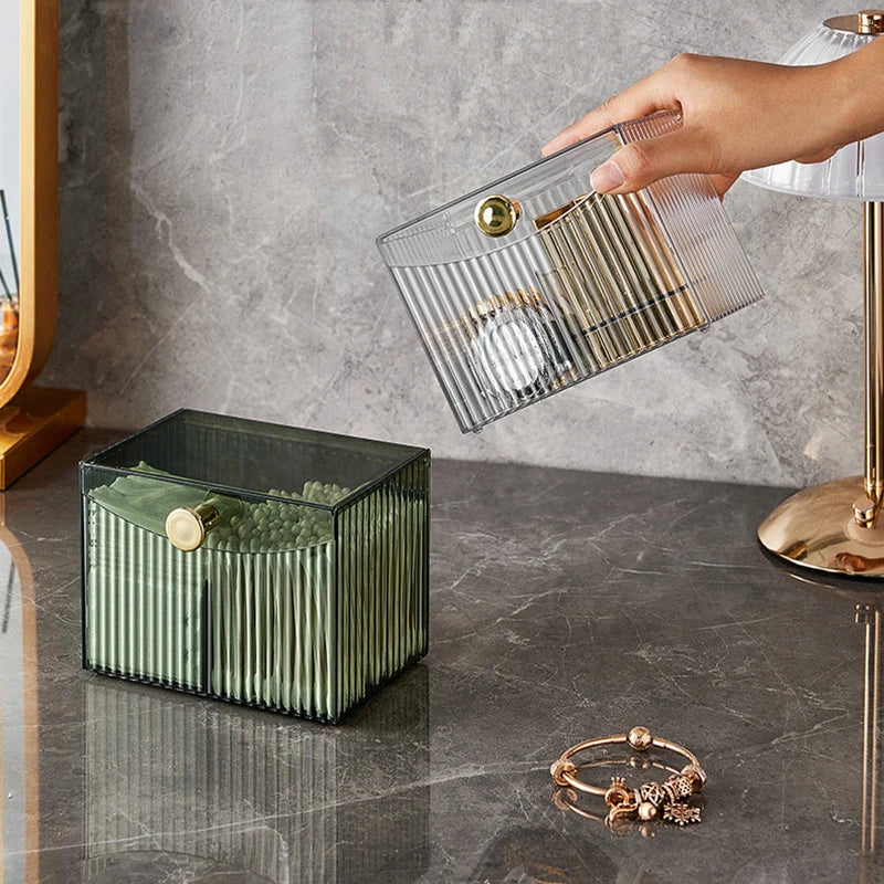 Transparent Dust-Proof Cotton Swab & Makeup Organizer Box