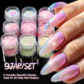 9-Bottle Iridescent Nail Glitter Sequins Set | Mirror Flash Flakes Nail Glitter Set PRIMED 9Bottles