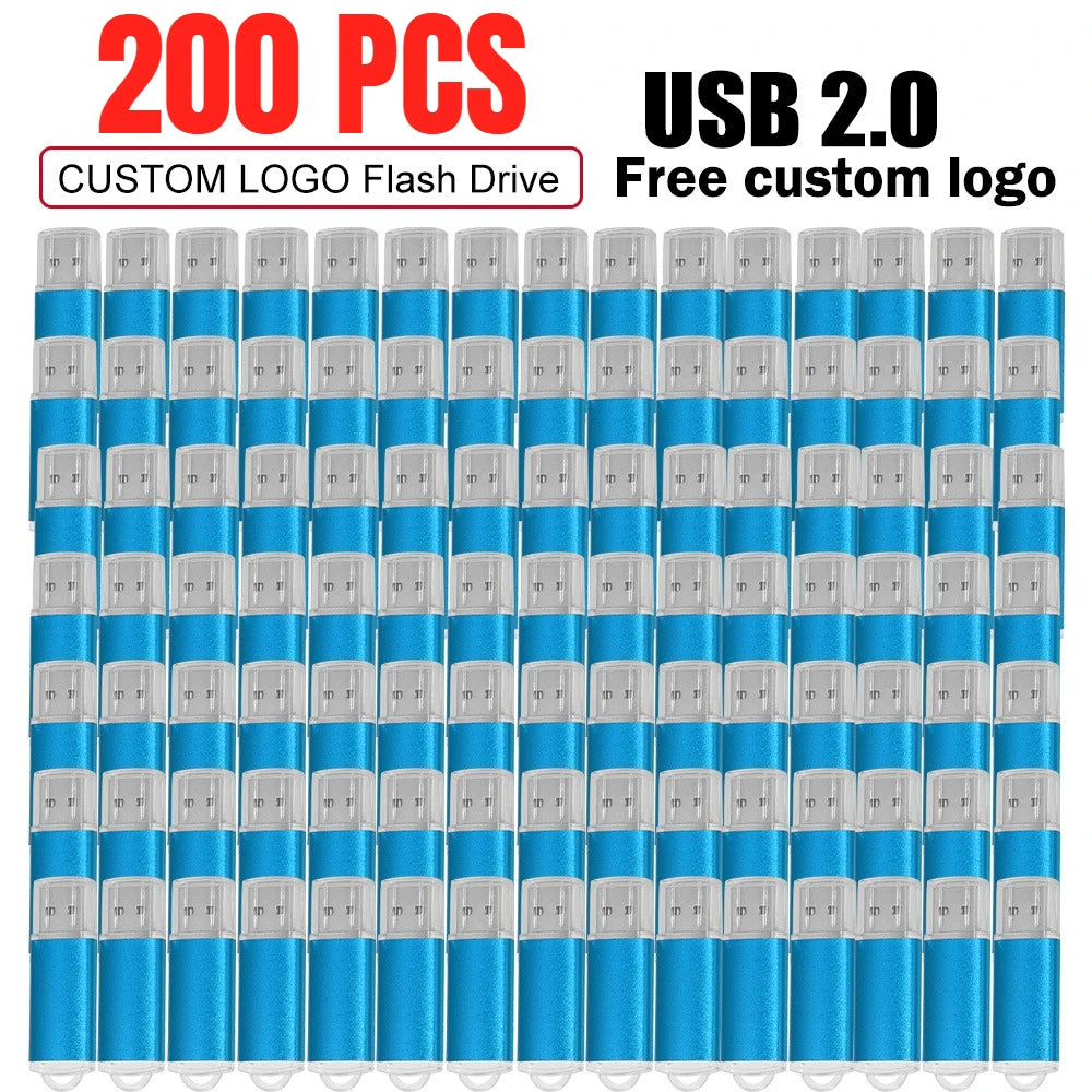 200PCS Custom Logo USB Flash Drives 4GB–64GB | Bulk Metal USB Flash Drive PRIMED