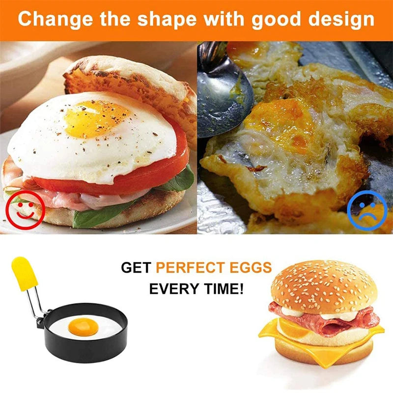 4-Pack Stainless Steel Egg Rings – Round Fried Egg Molds Egg Cooking Rings PRIMED