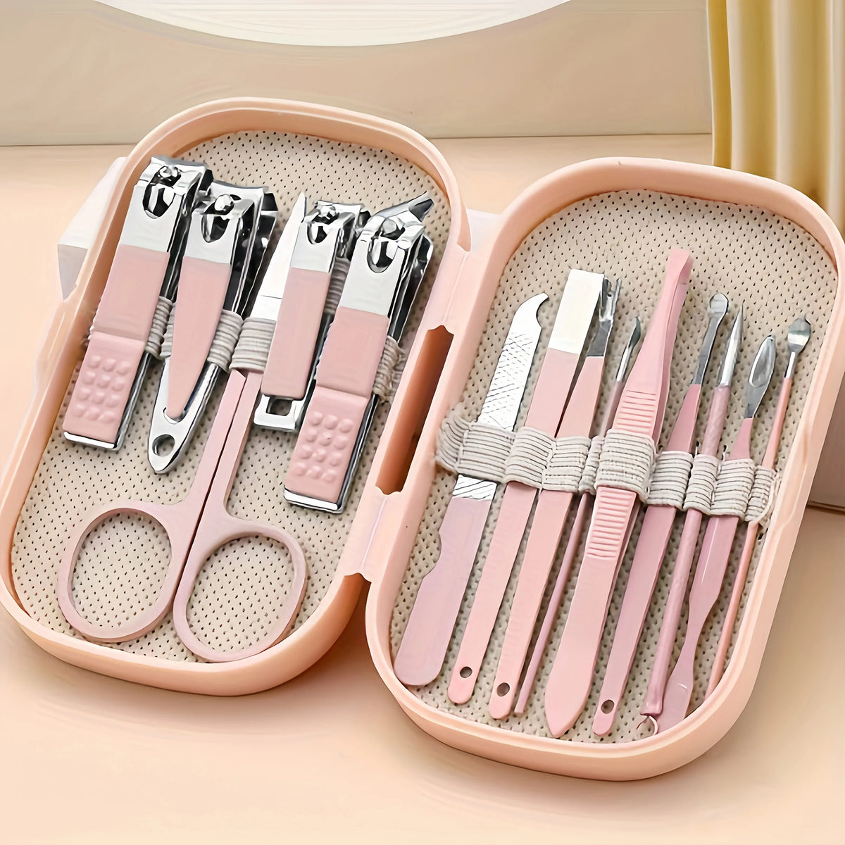 Stainless Steel Nail Clipper Set with Storage | Manicure Kit Nail Clipper Set PRIMED Pink-14pcs Set