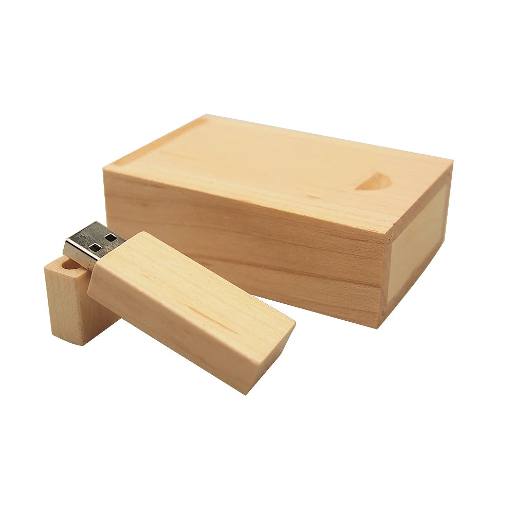 Wooden USB Flash Drive 8GB | Custom Logo Bamboo Walnut Gift Wooden USB Flash Drive PRIMED 8 GB Maple wood with box