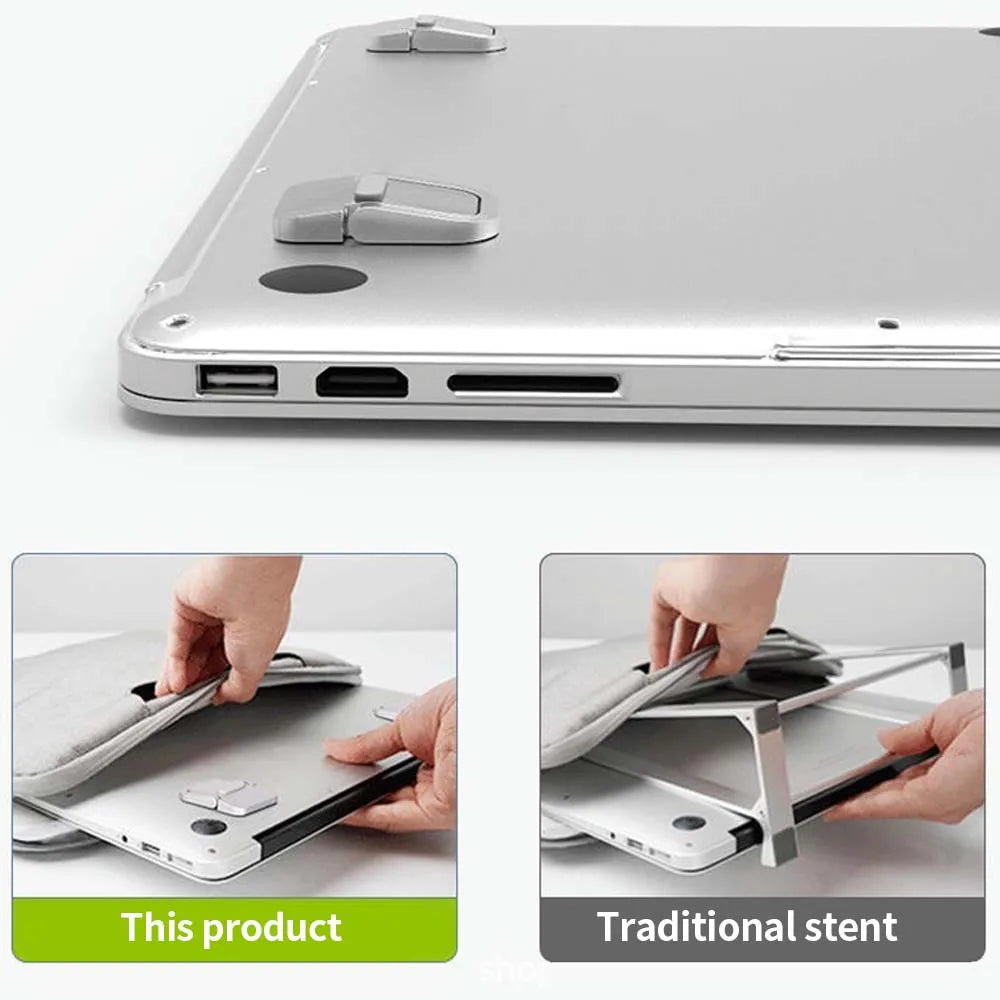 TISHRIC Mini Folding Laptop Stand Legs – Aluminum, Ultra-Thin