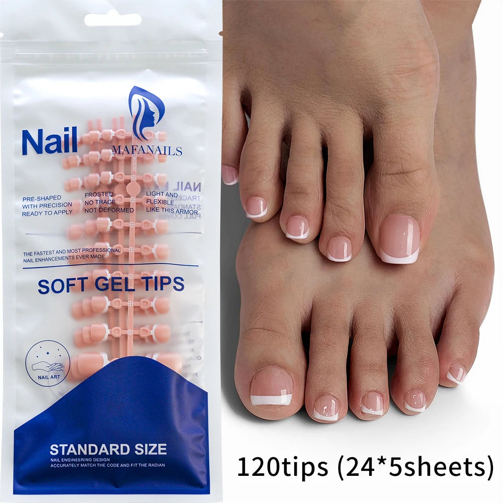 120Pcs French Press-On Toenails – Ultra-Thin Full Cover Acrylic