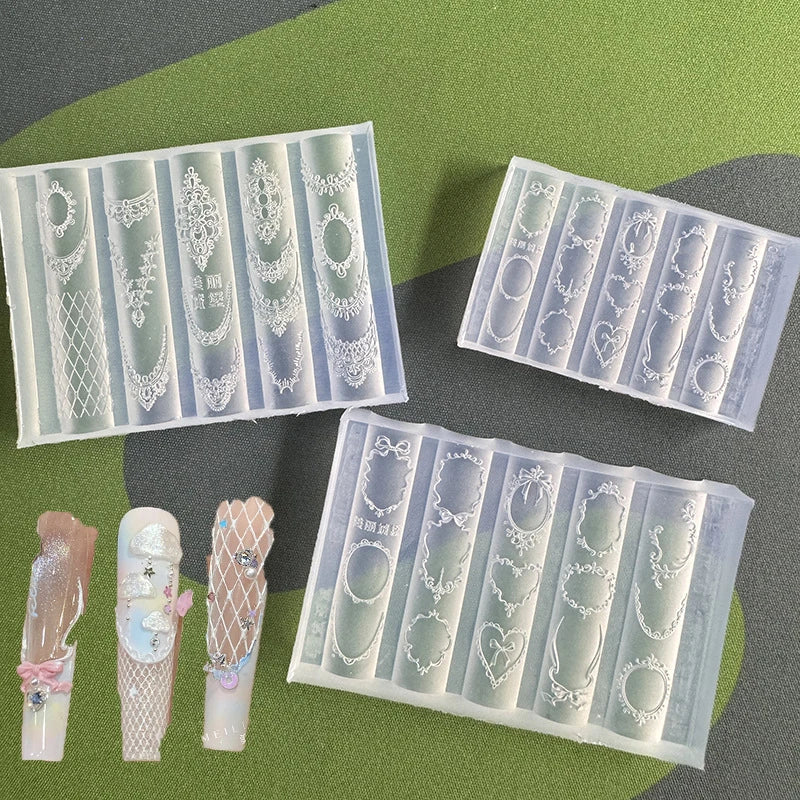 Nail Art Silicone Molds – Lace, Photo Frame & Bow Designs Nail Art Mold PRIMED