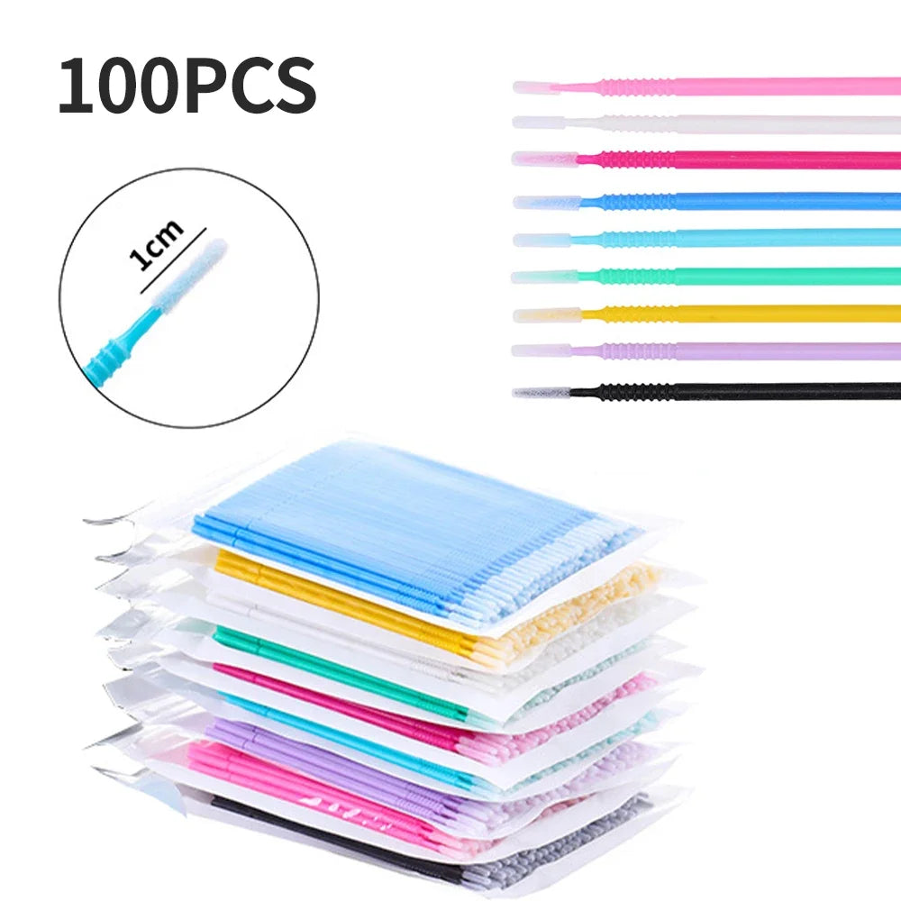 100pcs Microbrush Eyelash Extension Applicator Brushes Lash Applicator Brush PRIMED