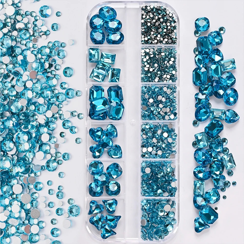 12-Grid Mixed Rhinestone Nail Charms – Crystal Glitter Gems Nail Art Gems PRIMED PH253-5