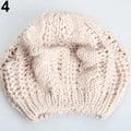 Women's Braided Knit Beret Beanie Hat – Warm Winter Ski Cap Knit Beret Beanie PRIMED Beige