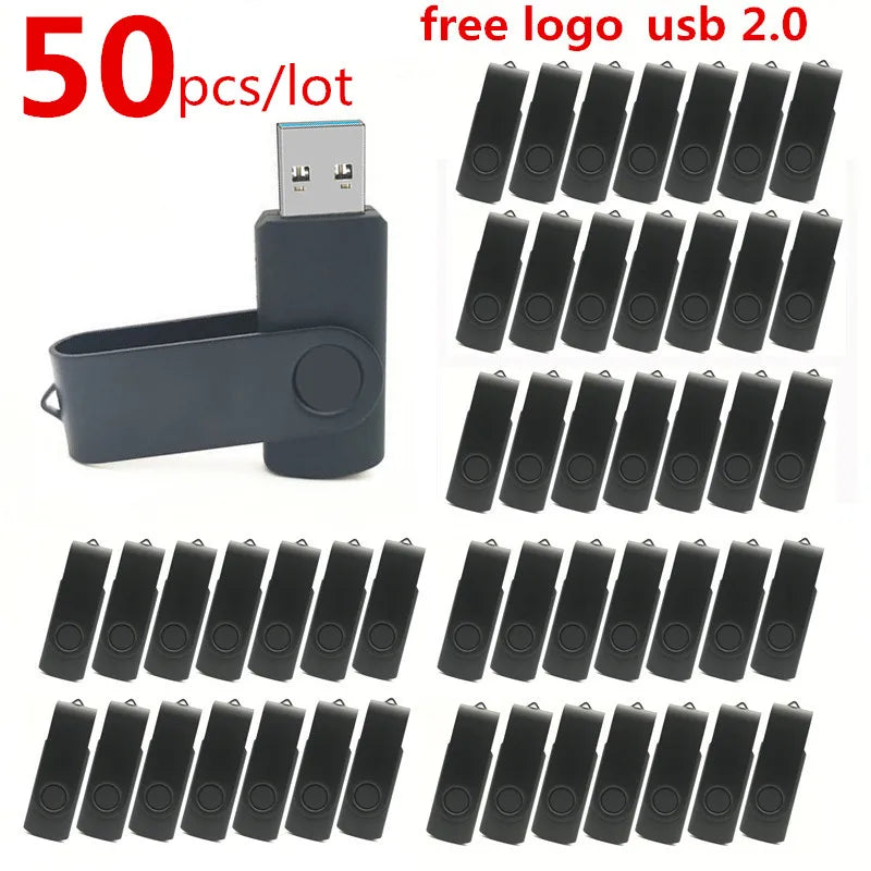 Custom Logo USB Flash Drives 50-Pack | Metal Pen Drive 2.0 USB Flash Drive PRIMED