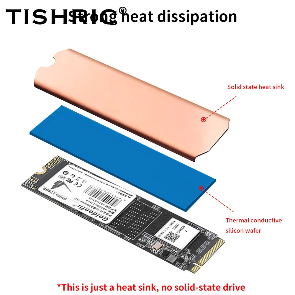 TISHRIC M.2 2280 SSD Heatsink Copper & Graphene + Thermal Pad SSD Heatsink PRIMED