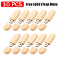 10-Pack Wooden USB Flash Drives 4–64GB | Custom Logo Gift USB Flash Drive Set PRIMED 4GB Maple