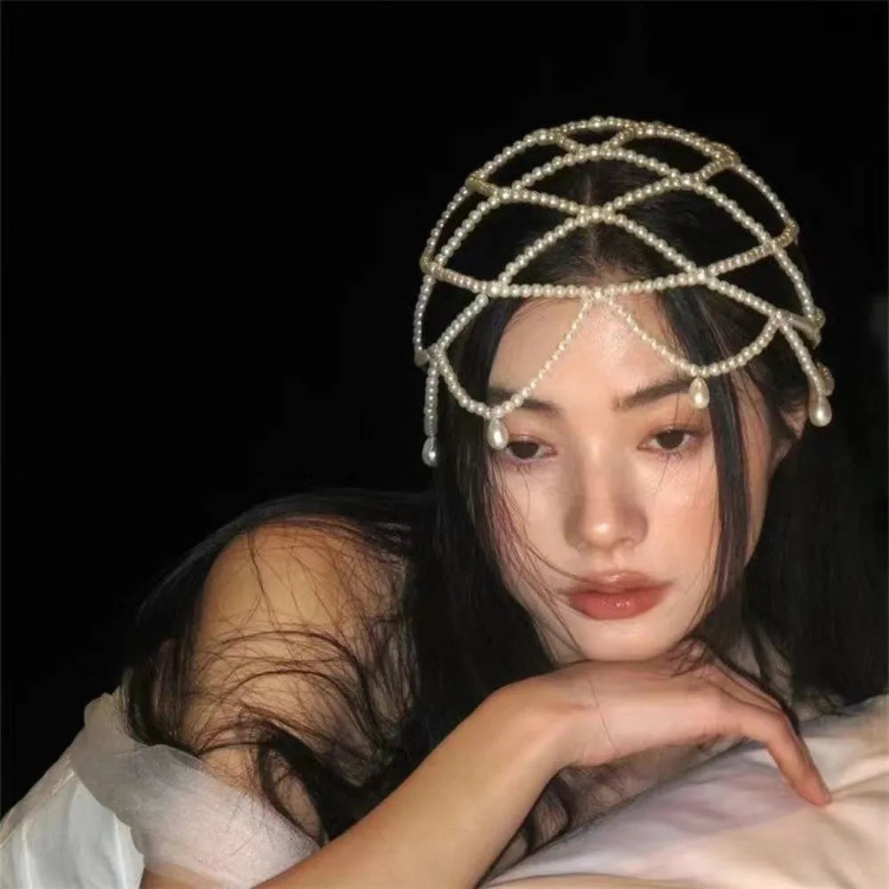 Handmade Pearl Beaded Bridal Hat | Elegant Mesh Headpiece Bridal Headpiece Hat PRIMED