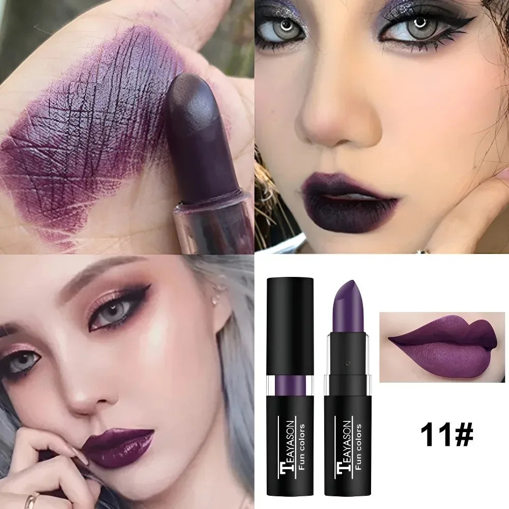 12-Color Dark Matte Lipstick – Long-Lasting Non-Transfer Matte Lipstick PRIMED 11