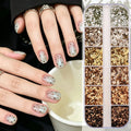 12-Grid Nail Glitter Sequins – Caramel Amber Brown Stars & Dots Nail Art Sequins PRIMED A1
