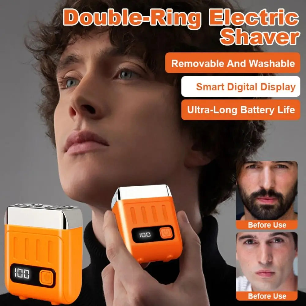 Smart Mini Electric Shaver – Dual Ring Wet & Dry Beard Trimmer