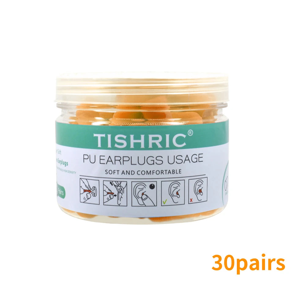 Soft PU Foam Earplugs 30/60 Pairs – 35.5dB Noise Reduction | TISHRIC Foam Earplugs PRIMED 30pairs orange China Mainland