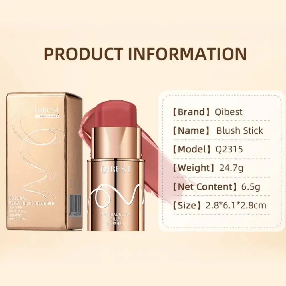 QiBest 6-Color Cream Blush Stick – Waterproof & Long-Lasting Cream Blush Stick PRIMED