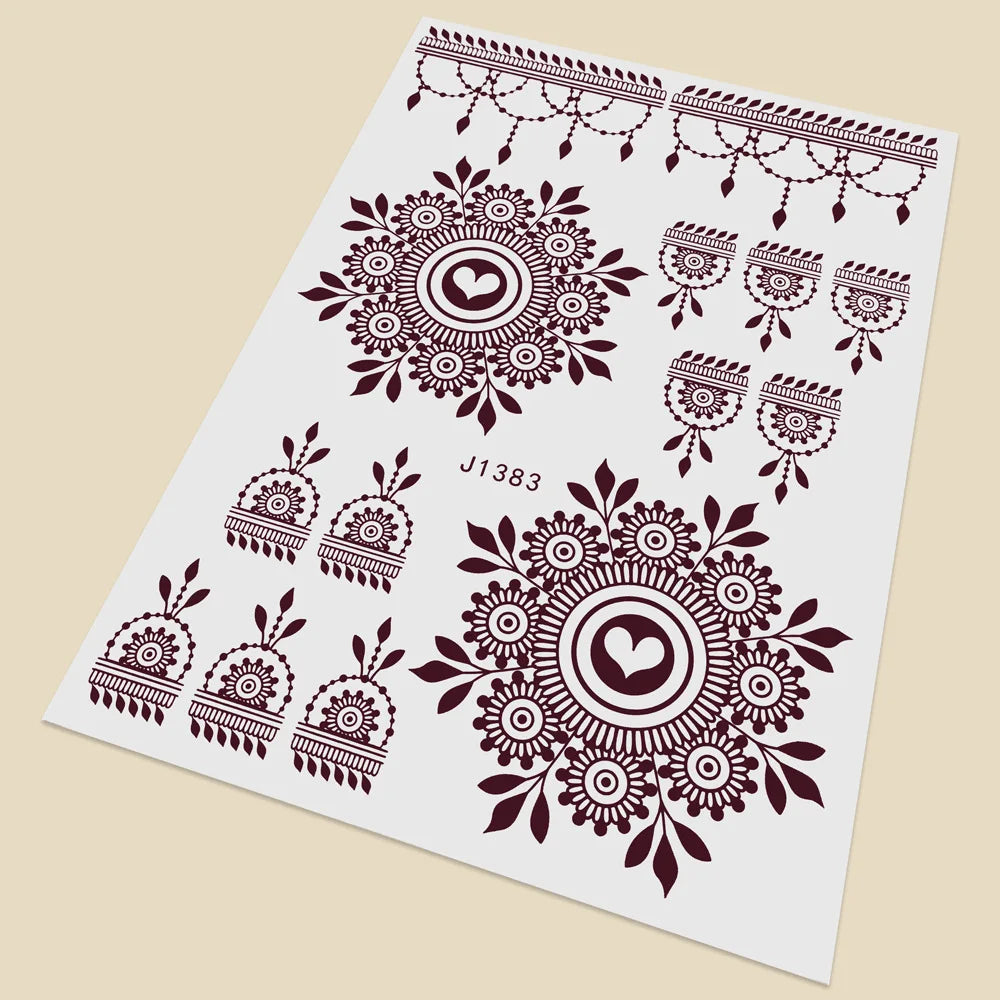 Henna Temporary Tattoo Stickers | Hand & Foot Body Art Temporary Tattoo Sticker PRIMED J1383