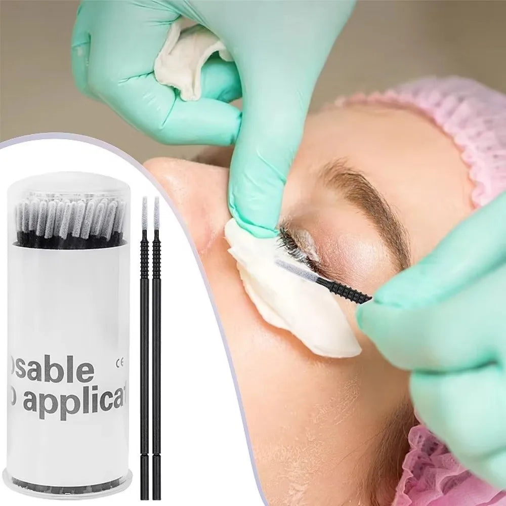 100Pcs Disposable Micro Applicator Brushes – Eyelash Extension Lash Applicator Brushes PRIMED