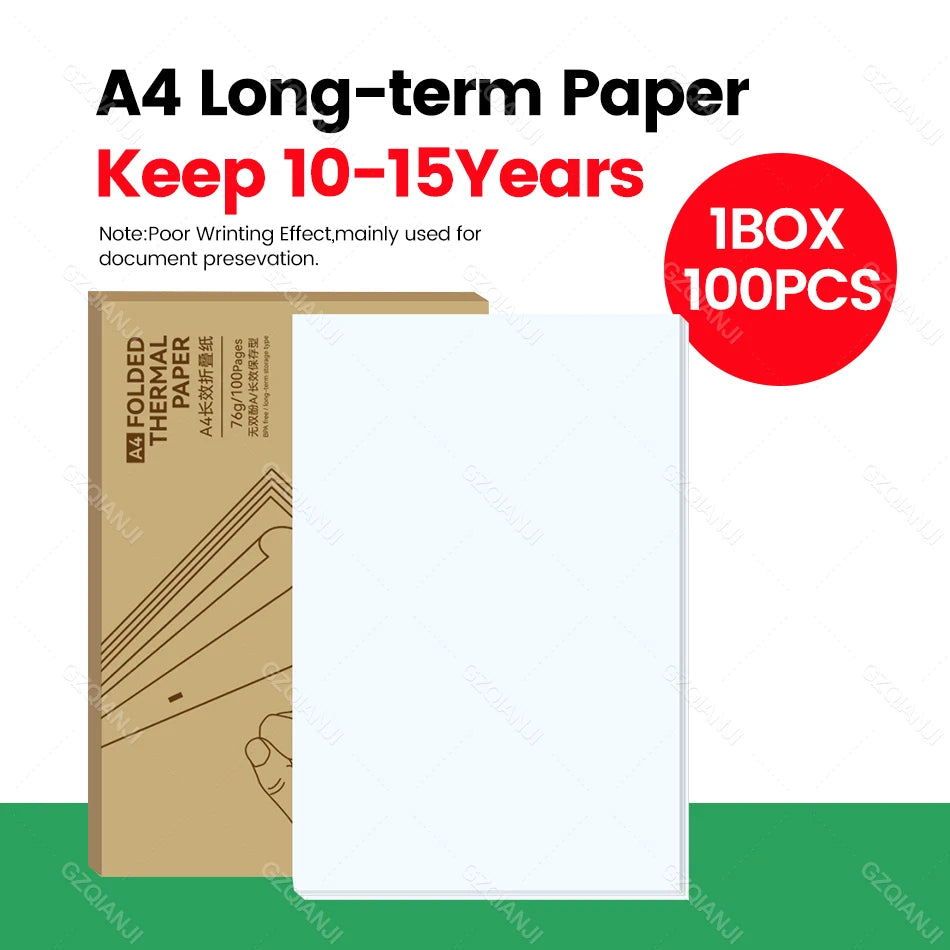 PeriPage A4 Thermal Paper for A40 Printer | 10-Year Storage Thermal Printer Paper PRIMED 10-15Y Paper 100PCS