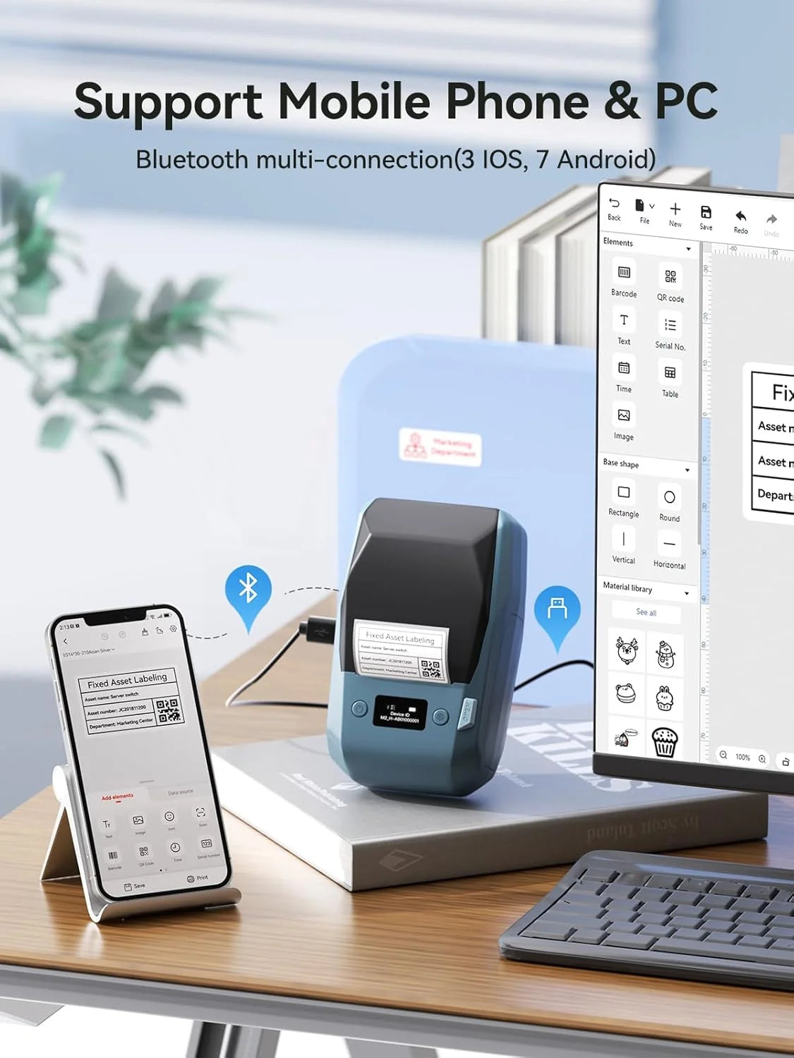 NIIMBOT M2 Bluetooth Thermal Label Printer 300DPI | Portable Thermal Label Printer PRIMED