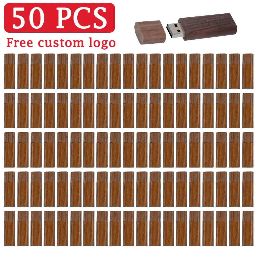 50-Pack Custom Logo Wooden USB Flash Drives 4GB–128GB USB Flash Drive PRIMED 4GB Walnut wood no box