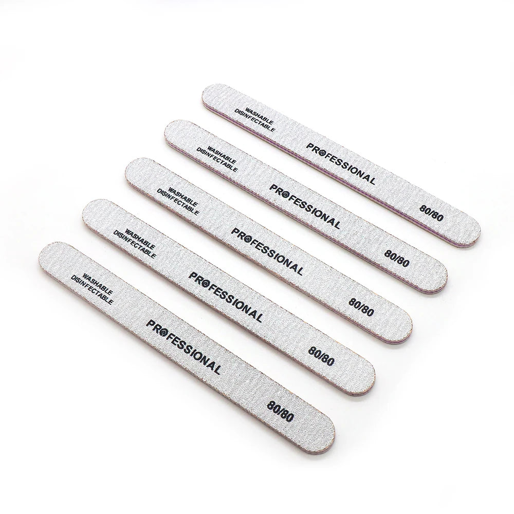 JEARLYU Grey Zebra Nail Files Multi-Grit Double Sided | 5/10 Pack Nail Files PRIMED 5pcs Grit80-80