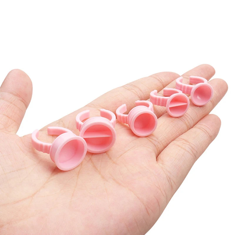 100Pcs Disposable Lash Glue Rings | Eyelash Extension Supplies Lash Extension Accessory PRIMED