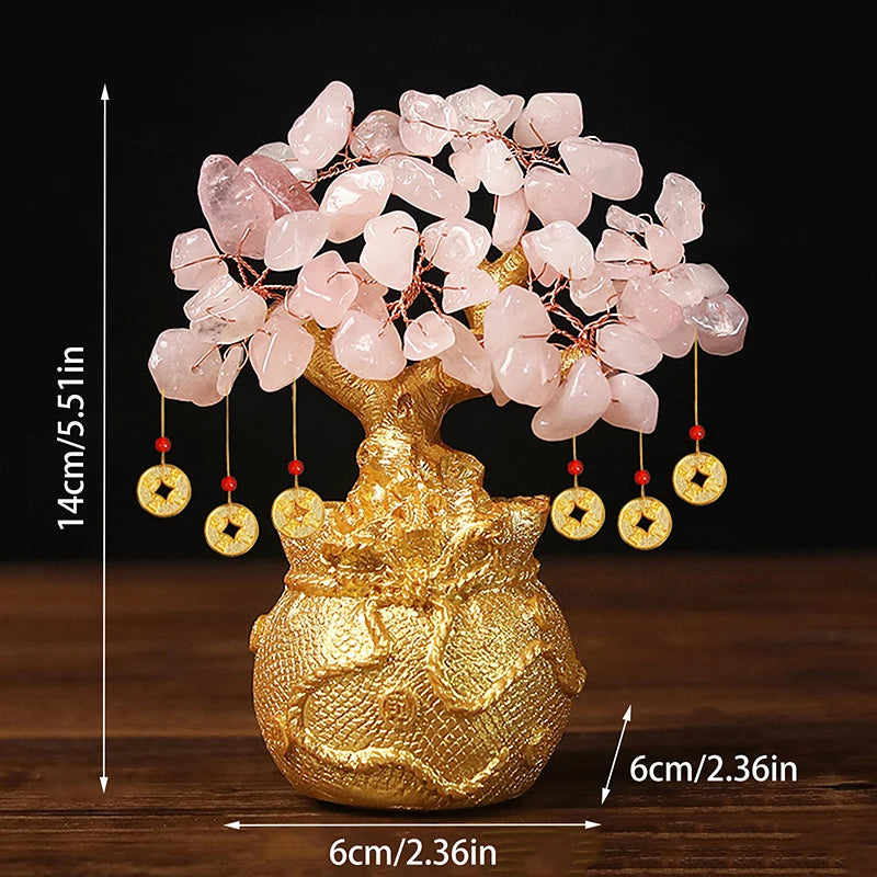 Yellow Crystal Money Tree Feng Shui Lucky Wealth Ornament