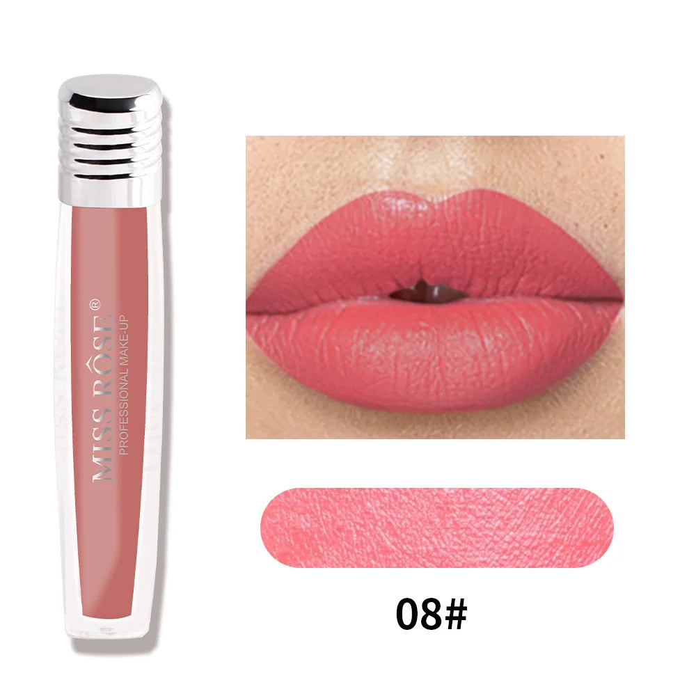 MISS ROSE Velvet Matte Longwear Lipstick & Pearl Lip Glaze Matte Lip Glaze PRIMED M6701-001V-08