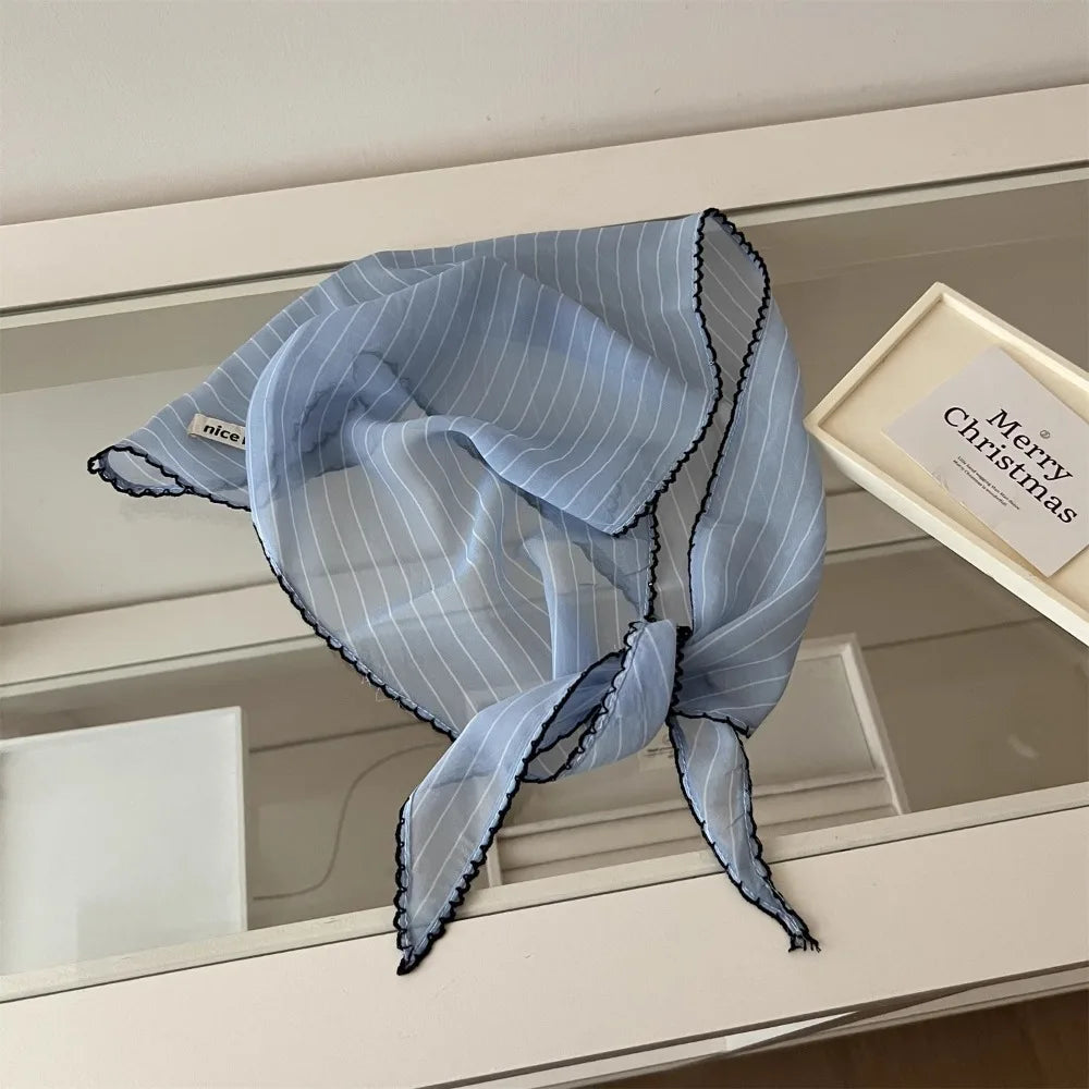 Silk Triangle Dot Print Hair Band – Sun-Proof Headscarf