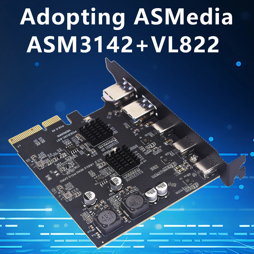 TISHRIC 10Gbps PCIe USB 3.2 Type-C Expansion Card 1–5 Port PCIe USB Expansion Card PRIMED