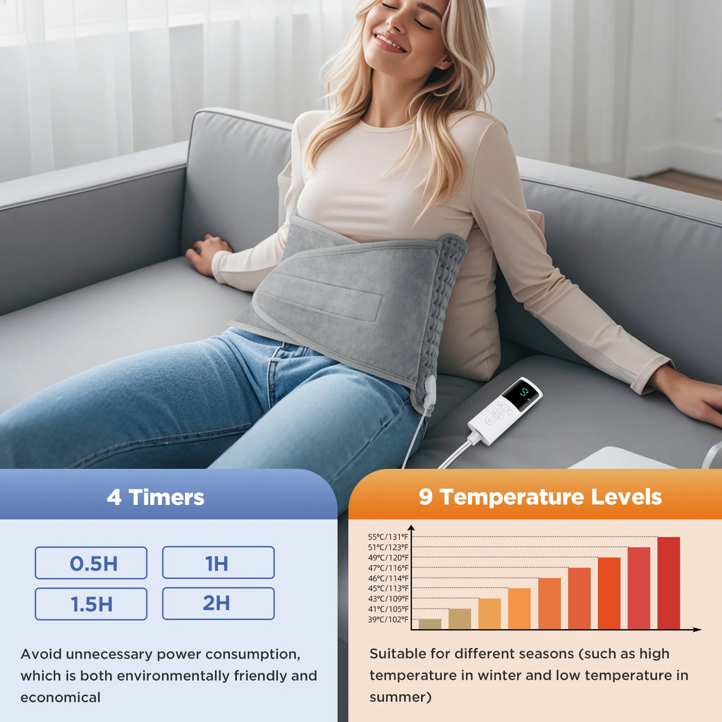 Hailicare Electric Heating Pad – 9-Level Waist & Back Warmer Electric Heating Pad PRIMED