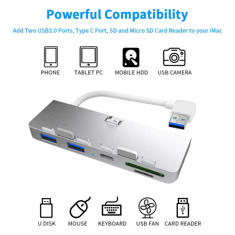 USB 3.0 Hub & SD Card Reader for iMac 21.5 & 27" | IRhasta USB Hub & Card Reader PRIMED
