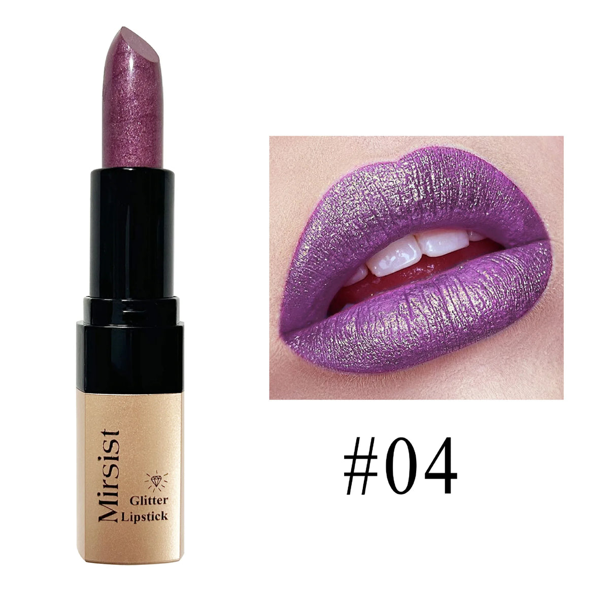 Mirsist Diamond Lip Gloss – 6-Shade Glitter Metallic Lipstick Glitter Lip Gloss PRIMED 04