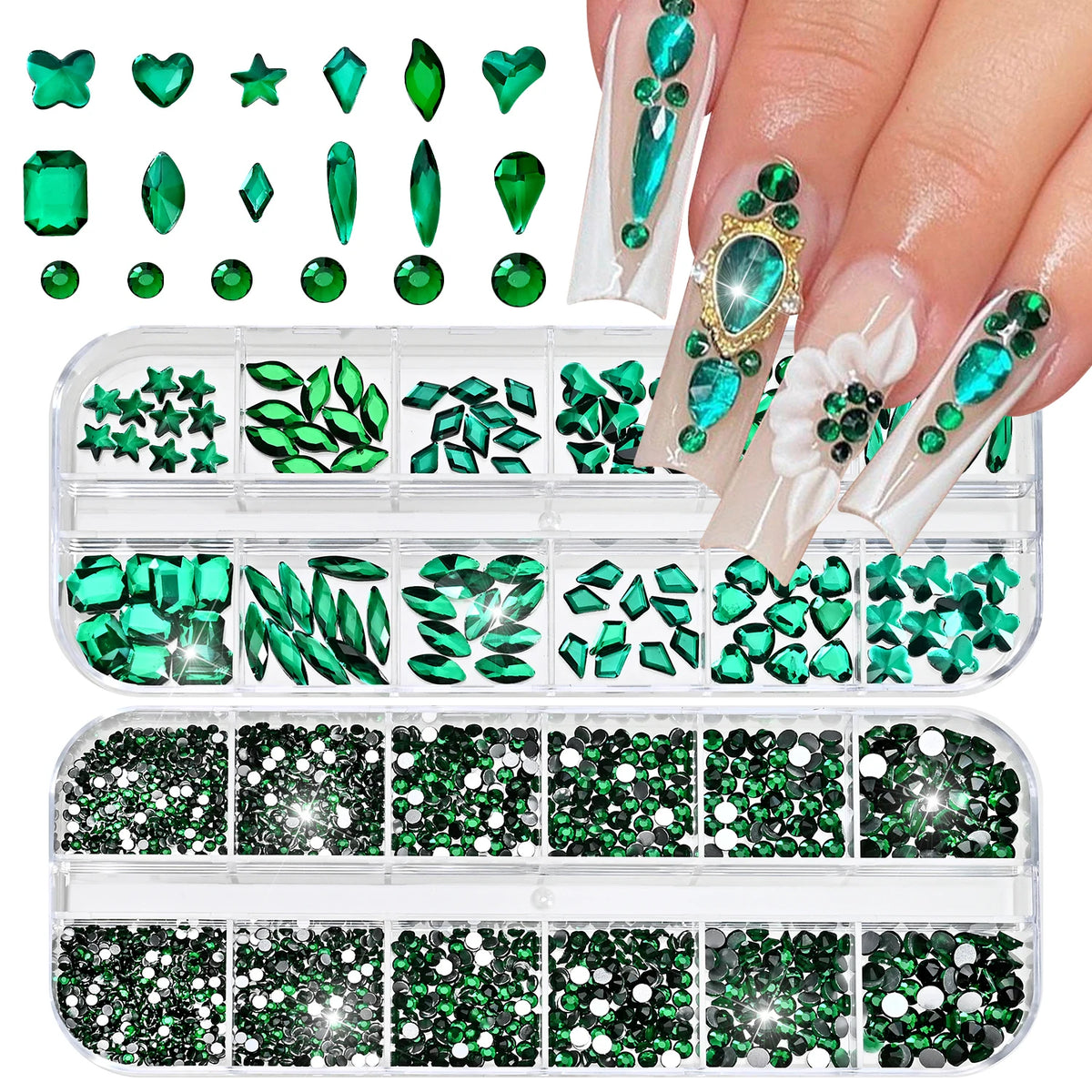 2-Box Nail Art Rhinestones – Stars, Butterflies & Gem Shapes Nail Art Rhinestones PRIMED