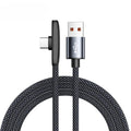 100W 90° Elbow USB-C Cable 6A Fast Charging Braided Nylon USB-C Charging Cable PRIMED Black 1.5m
